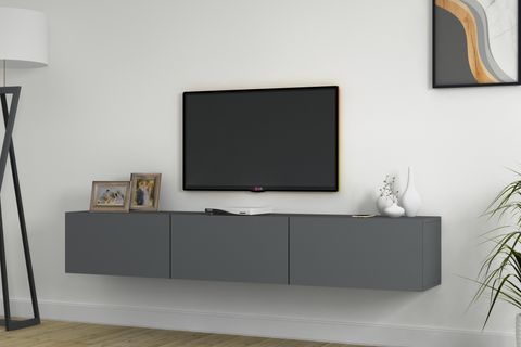 KOBER TV ÜNİTESİ, KOYU GRİ, 180 CM