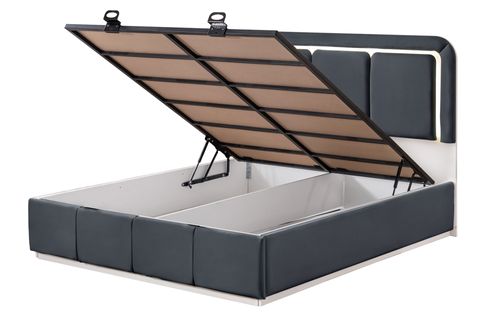DEMONTE NOX LEDLİ ÇİFT KİŞİLİK BAZA BAŞLIK MAXİ YATAK SETİ, ANTRASİT, 160X200