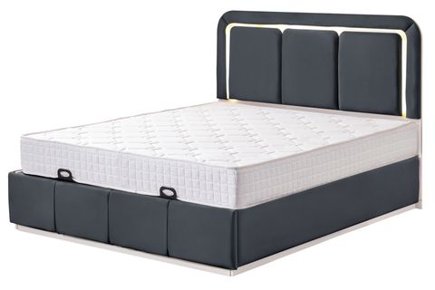 DEMONTE NOX LEDLİ ÇİFT KİŞİLİK BAZA BAŞLIK MAXİ YATAK SETİ, ANTRASİT, 160X200