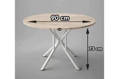 SELİN YUVARLAK MUTFAK MASASI, TRAVERTEN BEYAZ, 90 CM