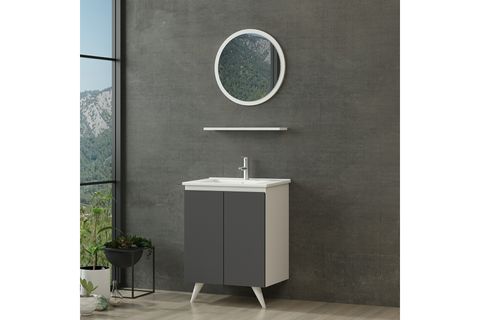 NİKA BANYO DOLABI 65CM AY2K 1YA1R ETJ BEYAZ ANTRASİT