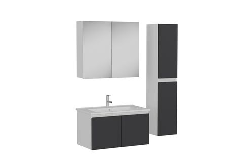 NİKA BANYO DOLABI AS2K12, BEYAZ ANTRASİT, 85 CM