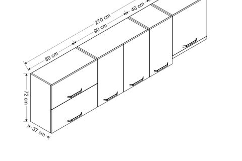 MİNAR 270 CM MUTFAK DOLABI BEYAZ 270-B8-ÜST MODÜL