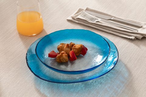 KİTCHEN ESSENTİALS ALTHEA CAM ÇUKUR YEMEK TABAĞI 21 CM, MAVİ