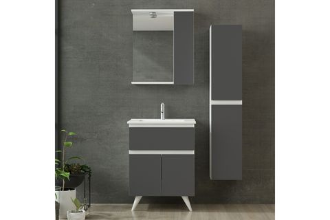 NİKA BANYO DOLABI AY2K1Ç123, BEYAZ ANTRASİT, 65 CM