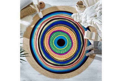 PARİA HOME JÜT ÖRME HALI, NAZAR BONCUĞU, 80X80