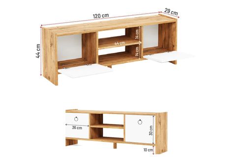 MONİ TV ÜNİTESİ VE KİTAPLIK SETİ, BEYAZ KAPAKLI