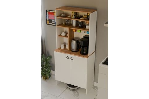 İNTERGO KAHVE KÖŞESİ İKİ KAPAKLI ÇOK AMAÇLI DOLAP, BEYAZ