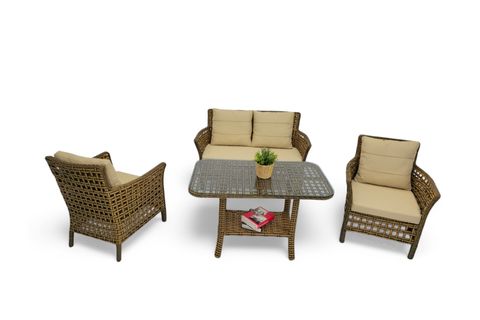 PAVİA RATTAN İKİLİ BAHÇE MOBİLYASI, KAHVERENGİ