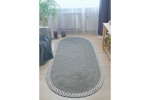 RİXO ÇİFT TARAFLI JÜT GRİ OVAL HALI, 100X200