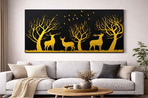 ALTIN REN GEYİKLERİ ORİJİNAL YAĞLI BOYA TABLO