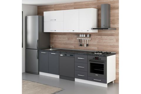 MİNAR 255 CM MUTFAK DOLABI BEYAZ ANTRASİT 255 A14