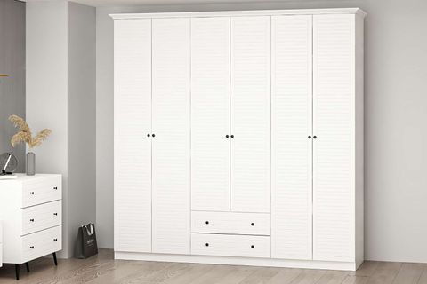 LİVO GARDIROP, BEYAZ, 6 KAPAKLI