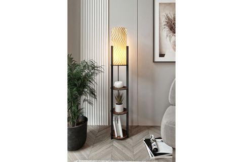 DORA AHŞAP YUVARLAK RAFLI SUN MODERN LAMBADER