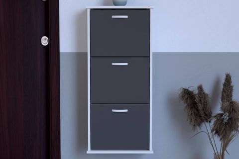 VARBİ ASMA 52 CM 3 DÜŞER KAPAKLI AYAKKABILIK, ANTRASİT