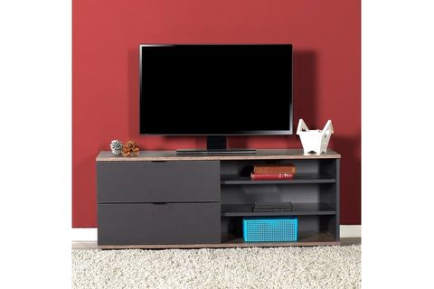 ADORE FLAT LİNE PLUS İKİ ÇEKMECELİ ÜÇ BÖLMELİ TV SEHPASI - LATTE / ANTRASİT ARŞİV-