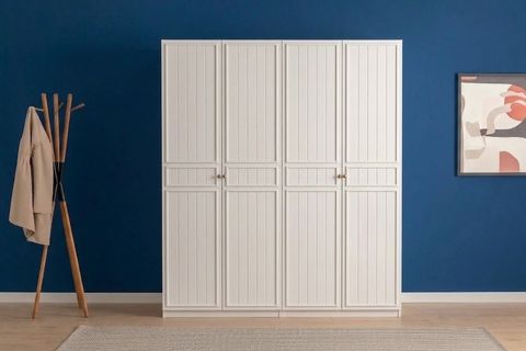 LUNA NOX GARDIROP, ÇITALI, BEYAZ, 4 KAPAKLI