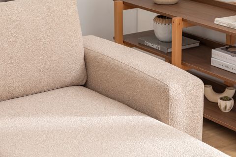 MERLİN DAYBED, KALIN KOL, NATUREL AYAK, RECYCLED KUMAŞ, CAPPUCİNO