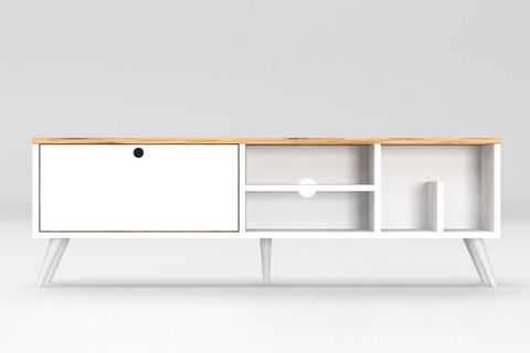 LENA KİTAPLIK BÖLÜMLÜ TV SEHPASI, ÇAM KAPAKLI, 140 CM