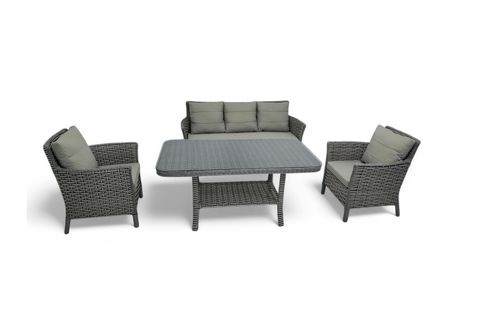 LENTA RATTAN ÜÇLÜ BAHÇE MOBİLYASI, GRİ