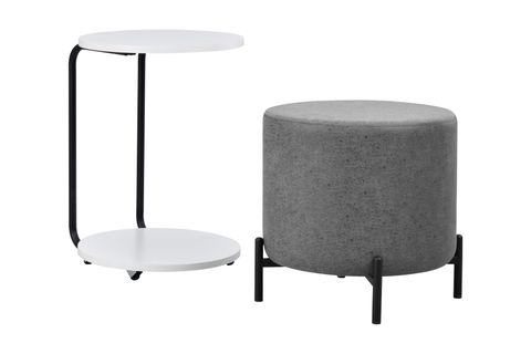 VİLİNZE ÇOK AMAÇLI METAL C SEHPA, PUF SETİ, GRİ