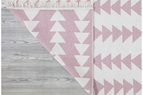 DUO BEYAZ PEMBE ÇİFT TARAFLI YIKANABİLİR DOKUMA KİLİM 22994A 120X180