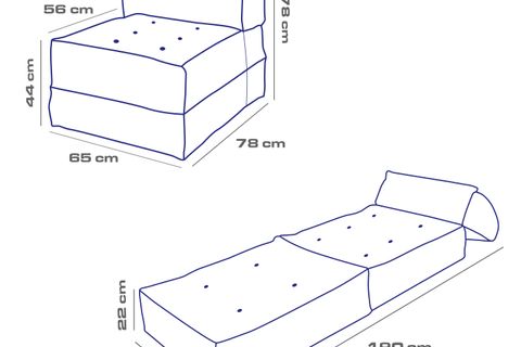 MOCCA KETEN TEK KİŞİLİK KATLANIR YATAK UZANMA KOLTUĞU - AÇIK GRİ