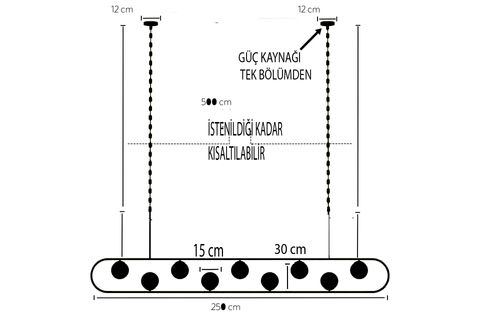 JALE BEYAZ CAMLI SİYAH KASALI AVİZE, 250 CM