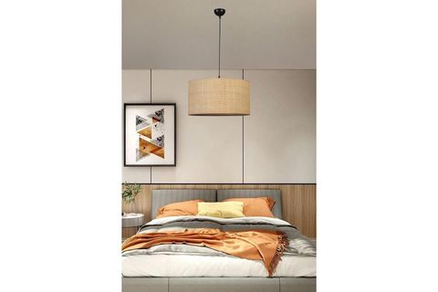 HASIR RATTAN ABAJURLU TEKLİ SARKIT AVİZE
