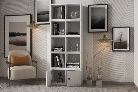 LEKSA 2 KAPAKLI RAFLI KİTAPLIK 65 CM BEYAZ KTP-1038-Ç