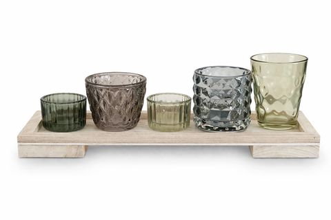 ÇOK RENKLİ AHŞAP MUMLUK MODERN DEKORATİF OBJE