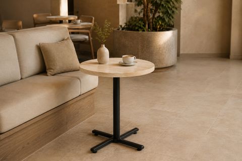 PAYAS METAL AYAK MUTFAK BAHÇE BALKON BİSTRO VE CAFE MASASI, 70X70 CM, BEJ SİYAH
