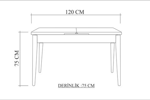 STORMİ AÇILIR MASA, BEYAZ ATLANTİK, 120X75