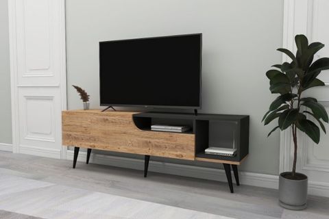 ARNETTİ ALBA MODERN TASARIM KAPAKLI TV ÜNİTESİ ATLANTİK ÇAM ANTRASİT - ALBA