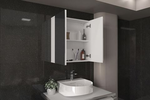BİNARY AYNALI BANYO ÜST DOLABI, BEYAZ