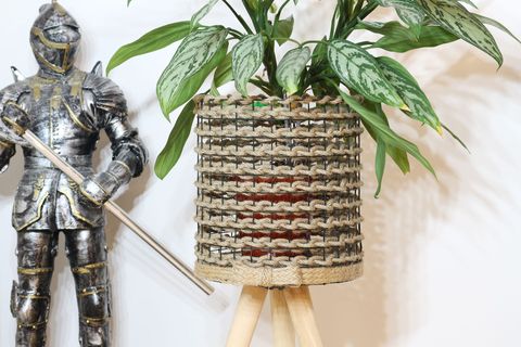 JÜT ÖRGÜ HASIR AHŞAP SAKSILIK, NATUREL, 22 CM