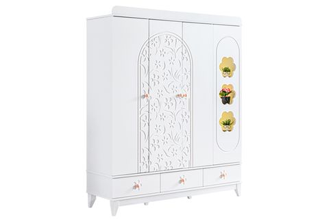 GARDEN 4 KAPAKLI 3 ÇEKMECELİ DOLAP, BEYAZ