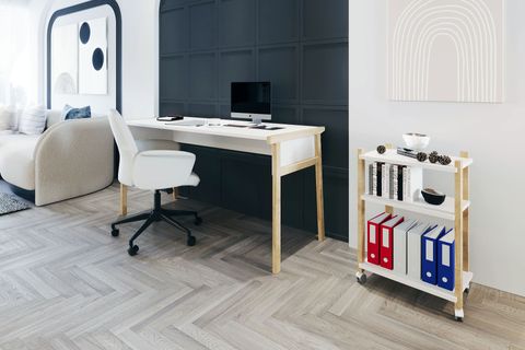 LAGOMOOD ZENİTH ÇALIŞMA MASASI KİTAPLIK TAKIM, BEYAZ MEŞE, 150CM