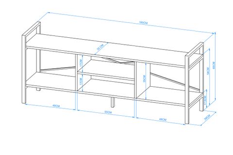 ARPELİA TV SEHPASI, ANTRASİT ATLANTİK ÇAM, 160 CM