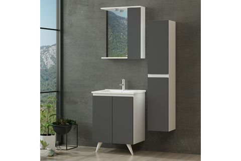 NİKA BANYO DOLABI 65CM AY2K 1K1A ETJ BOY BEYAZ ANTRASİT