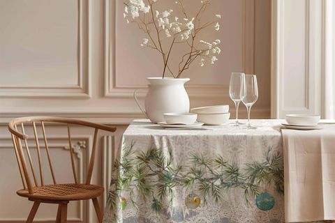 GÜMÜŞ YILBAŞI PAMUK MASA ÖRTÜSÜ, 100X100 CM