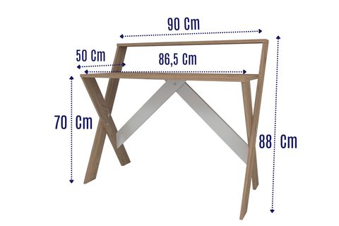 ÇAPRAZ AYAKLI DERS ÇALIŞMA MASASI, ATLANTİK ÇAM, 50X90 CM