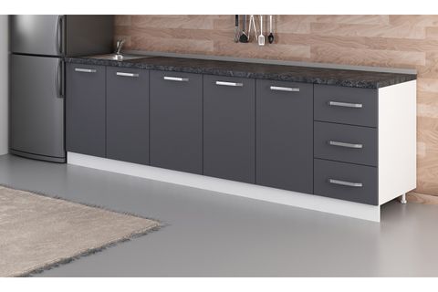 MİNAR 275 CM MUTFAK DOLABI BEYAZ ANTRASİT 275-A1-ALT MODÜL