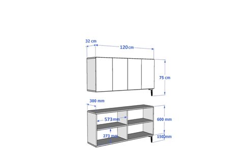 ZEYNEP KONSOL VE TV SEHPASI ANTRASİT 120 CM KA1214A