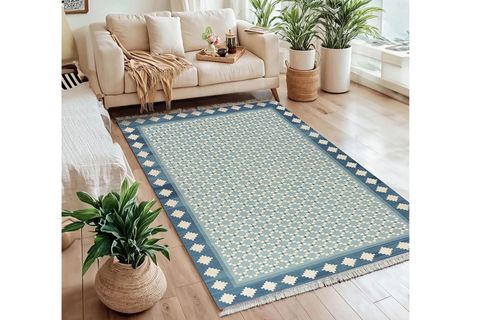 MAVİ GEOMETRİ DOKUMA TABAN HALI, 496 YNG, 150X230 CM