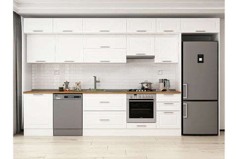 ALVİNKA 400X240 CM KLASİK MEBRAN MUTFAK DOLABI, MB E90S60S50 1 MEBRAN BEYAZ SUNTALAM
