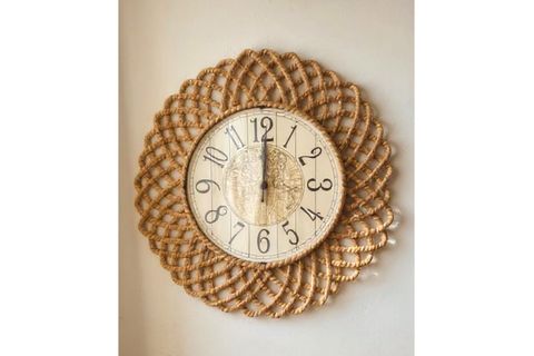 BOHEM HASIR ÇERÇEVELİ DUVAR SAATİ, 43 CM, HOM-1322