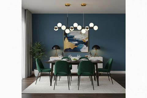 GAMZE BEYAZ CAMLI SİYAH GOLD DETAYLI AVİZE