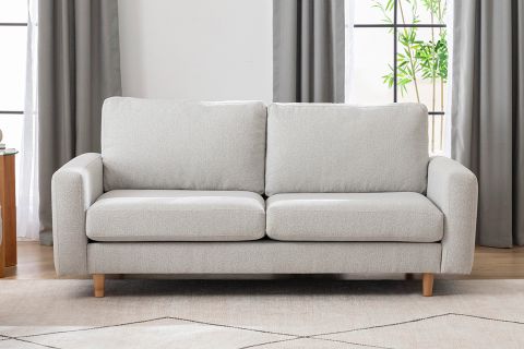 MERLİN İKİLİ KOLTUK NATUREL AYAK, İNCE KOL, RECYCLED KUMAŞ, AÇIK GRİ