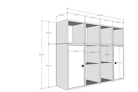 LEKSA 2 KAPAKLI RAFLI KİTAPLIK 130 CM BEYAZ KTP-1098-Ç